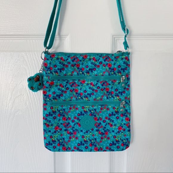 Kipling Handbags - Kipling crossbody & monkey keychain blue floral